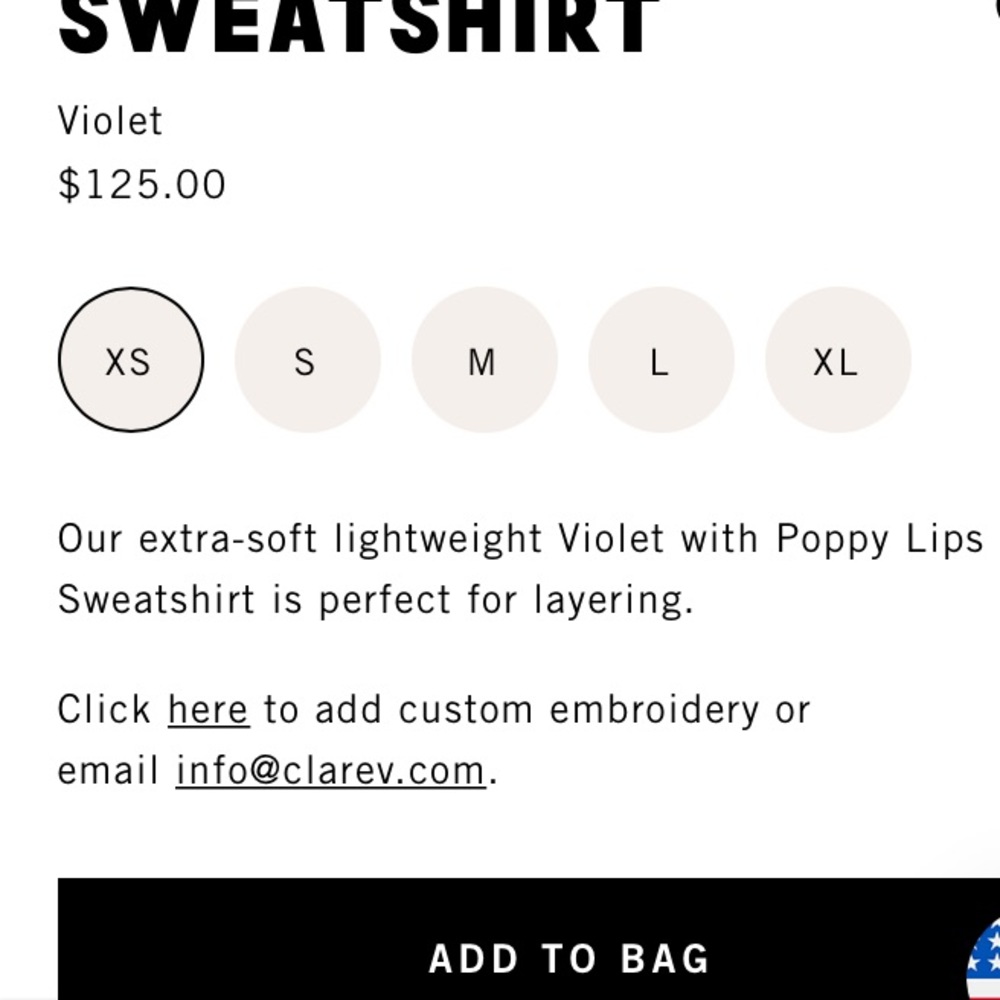 Clare V Lavender Crewneck Sweatshirt with Coral Lip Detail - Picture 9 of 10